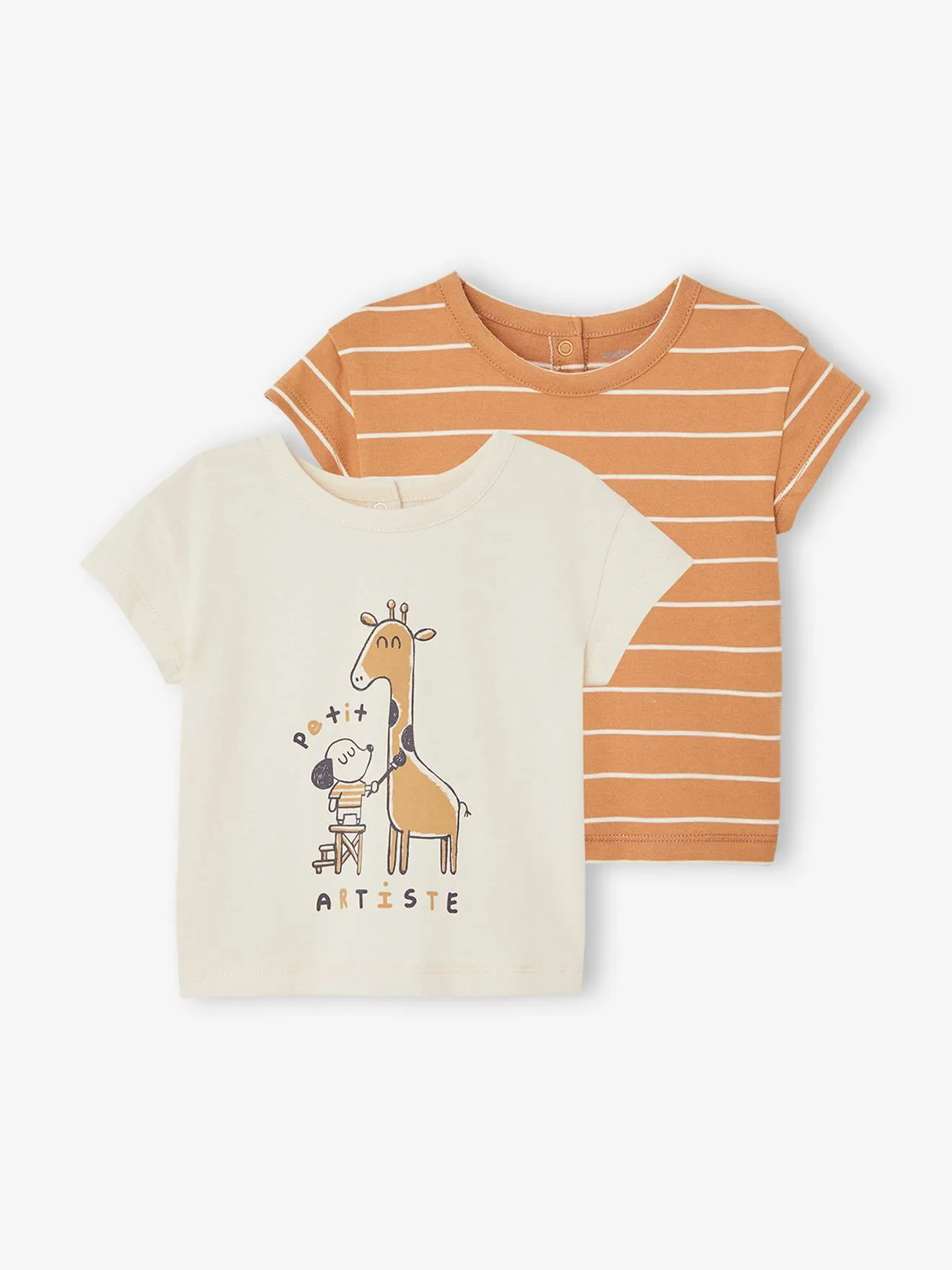 Pack de 2 camisetas básicas de manga corta para bebé