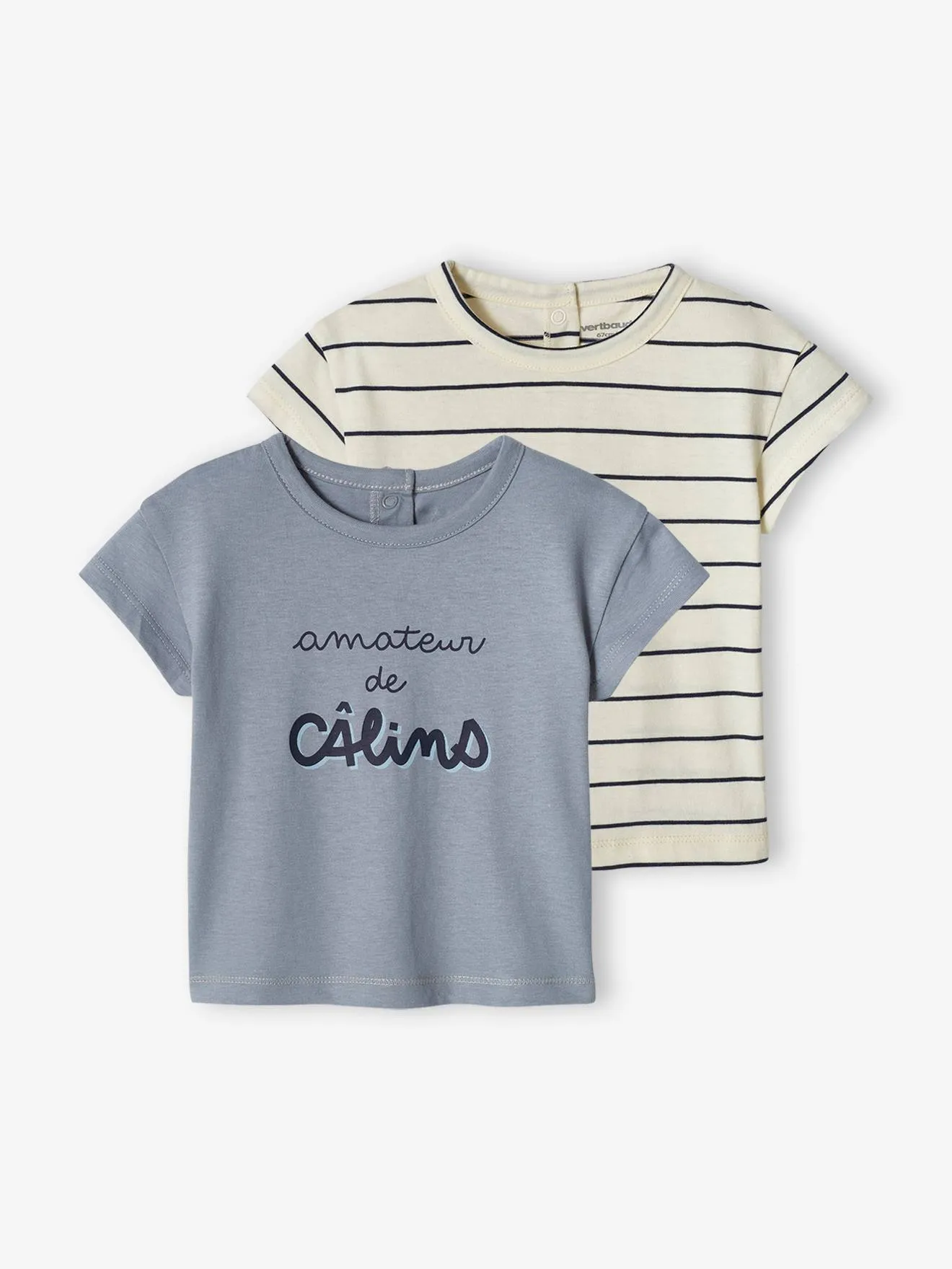 Pack de 2 camisetas básicas de manga corta para bebé