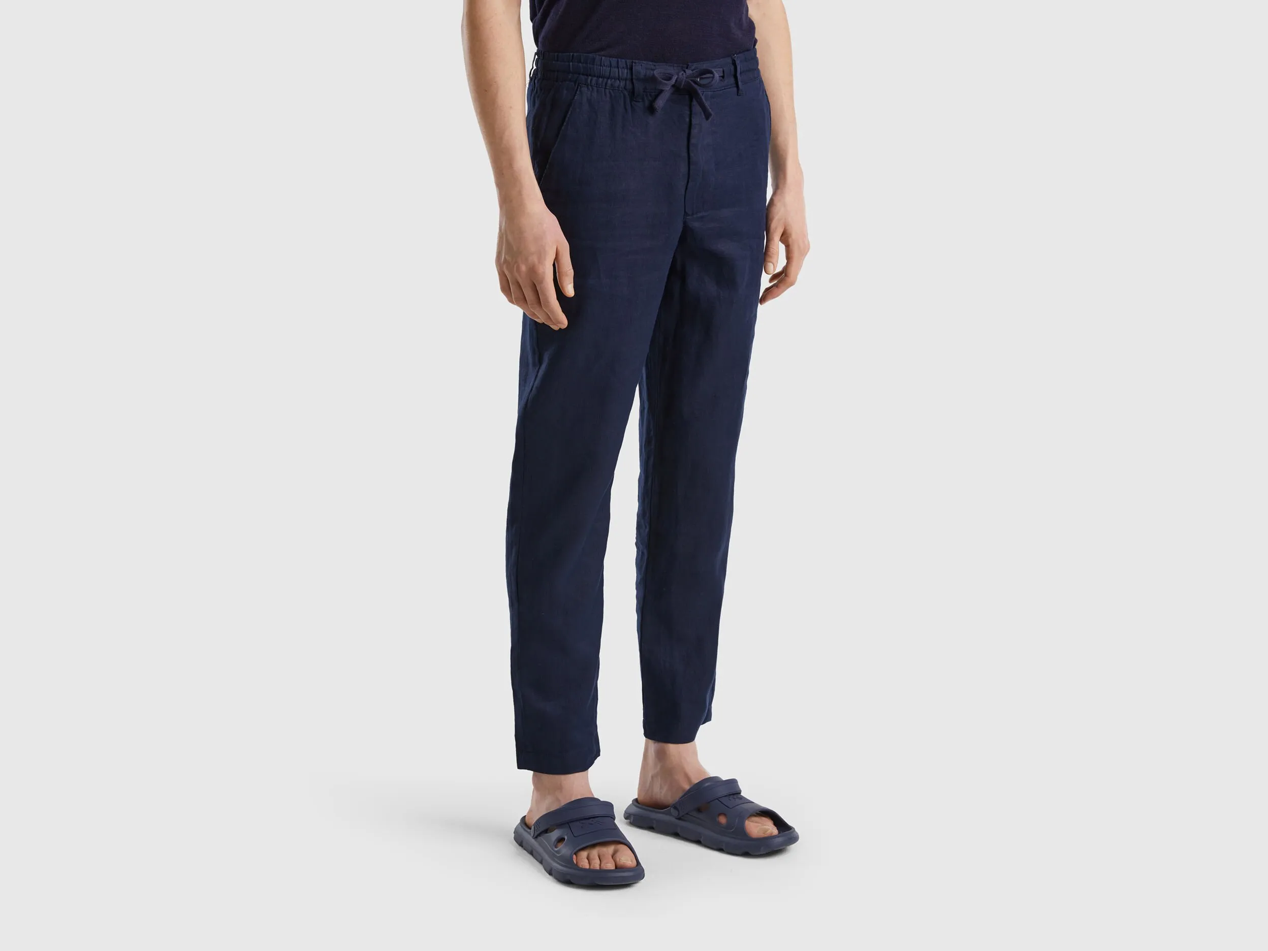 Pantalón de 100 % lino con cordón