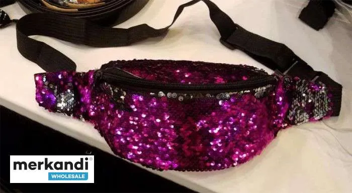 Paquete a granel de 36 riñoneras de lentejuelas en colores variados para minoristas