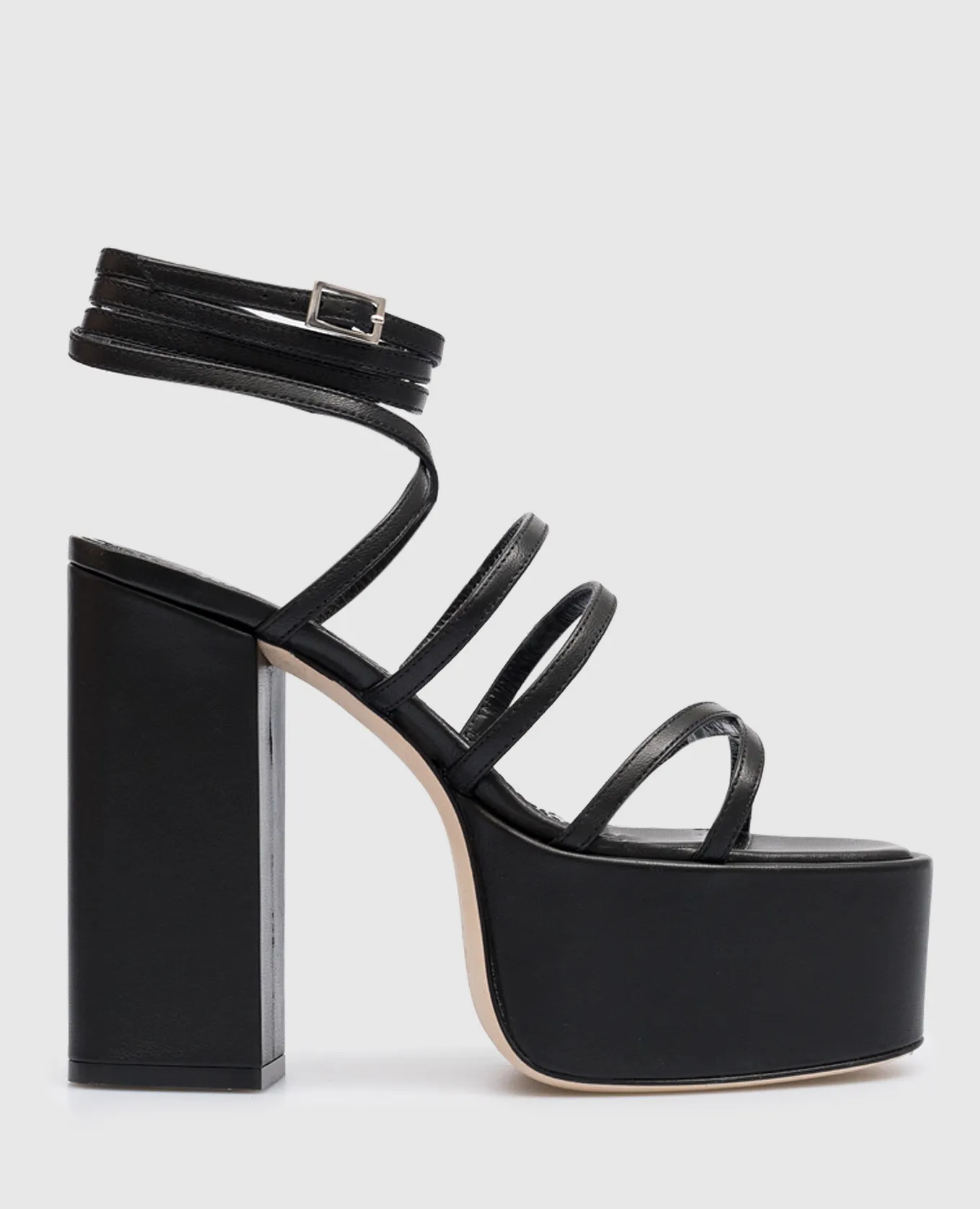 Paris Texas Evita black leather sandals