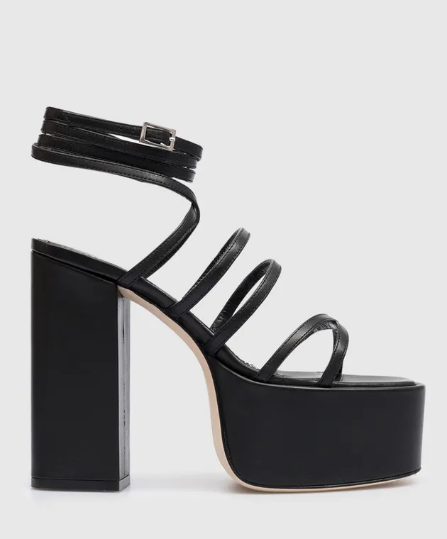 Paris Texas Evita black leather sandals