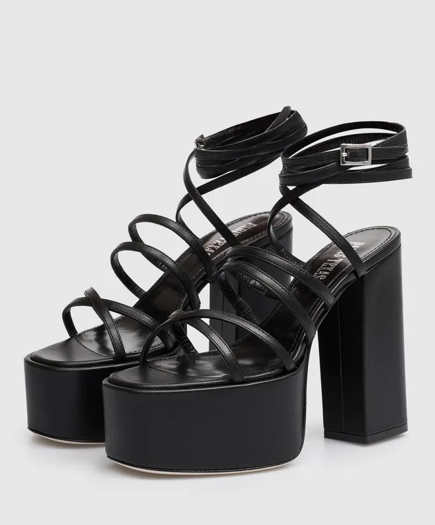 Paris Texas Evita black leather sandals