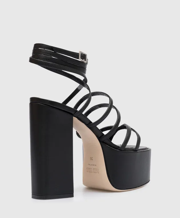 Paris Texas Evita black leather sandals