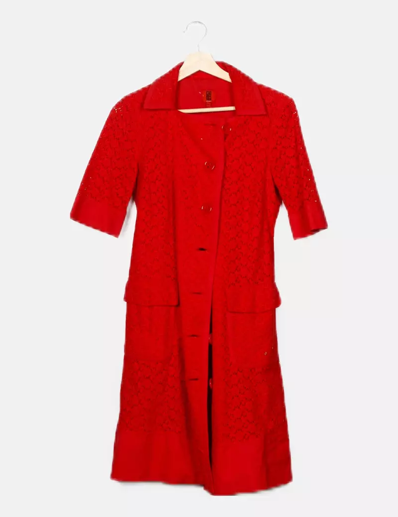Pedro del Hierro Abrigo rojo guipur