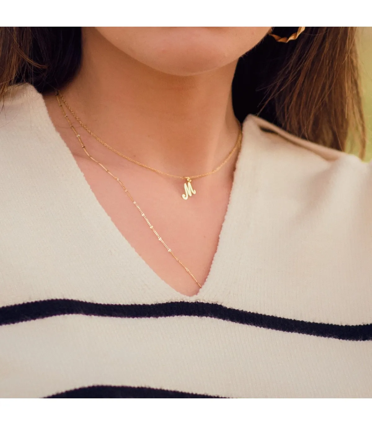 Pendentif initiale M or jaune 18k