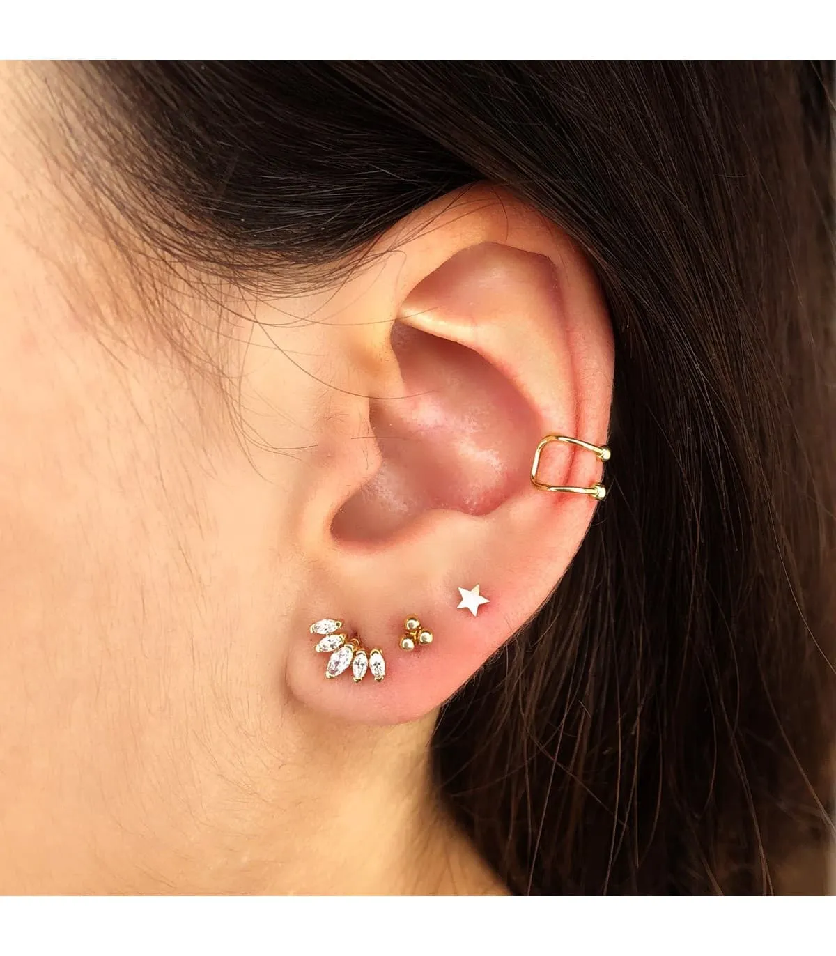 Pendiente piercing Oro Amarillo 18K Marquis