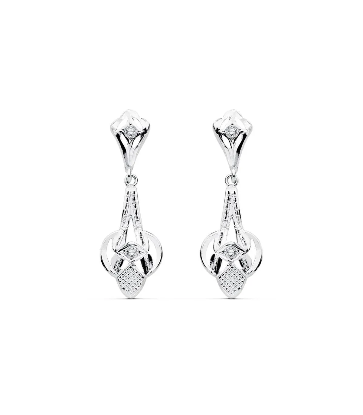 Pendientes Azahar Oro blanco 18k Lapidados