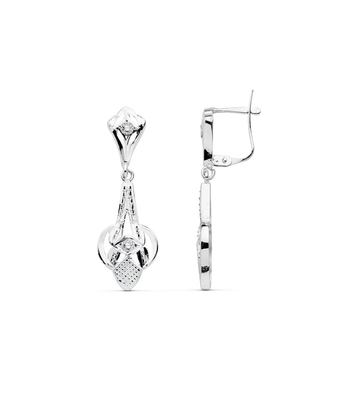 Pendientes Azahar Oro blanco 18k Lapidados