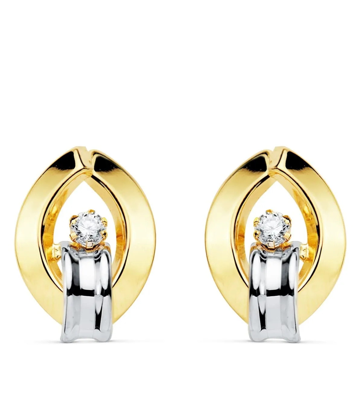 Pendientes Bandas Boston Oro Bicolor 18K