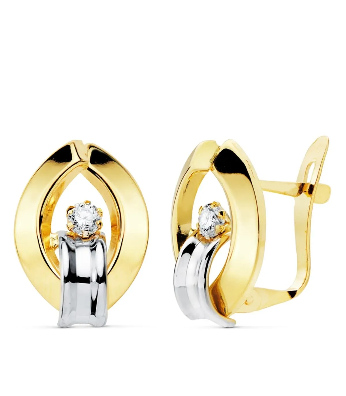Pendientes Bandas Boston Oro Bicolor 18K