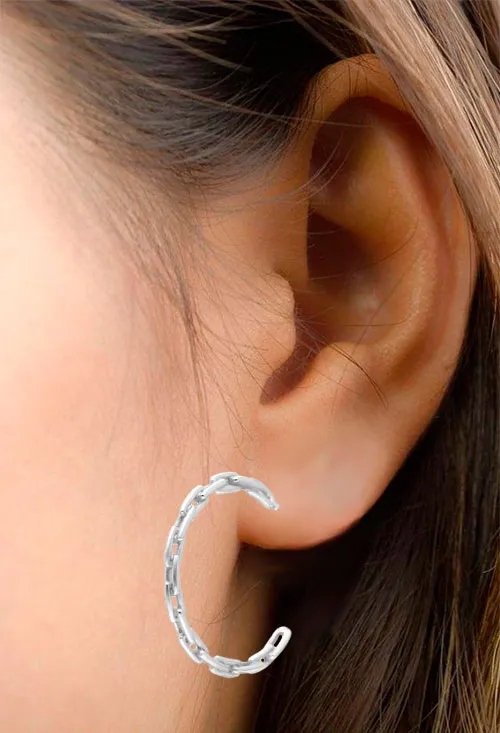 Pendientes plata criollas de eslabón forzado 24 mm