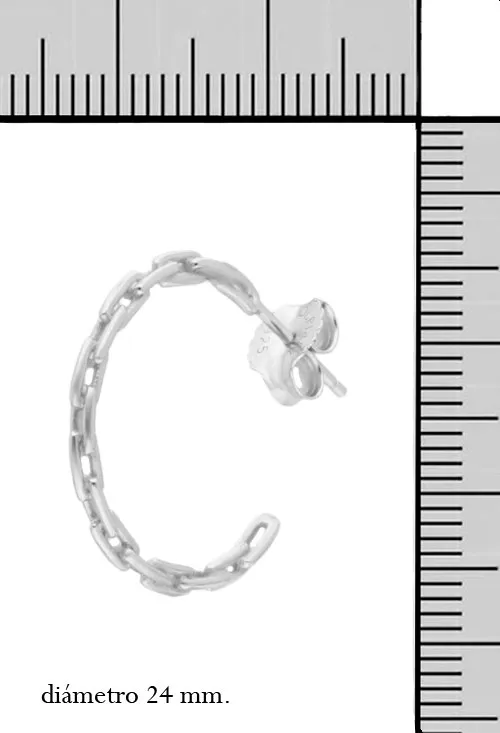 Pendientes plata criollas de eslabón forzado 24 mm