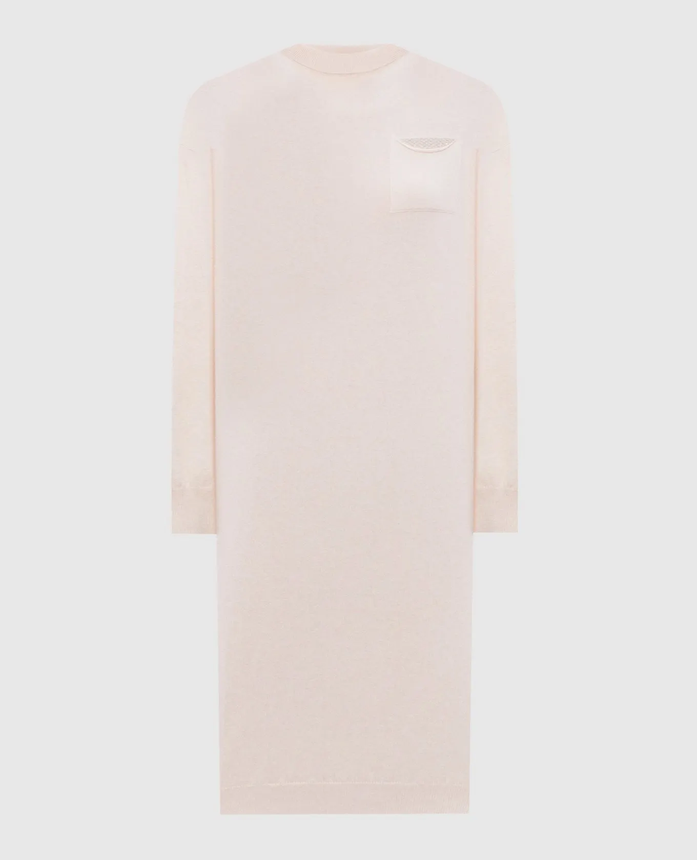 Peserico Beige wool, silk and cashmere dress with monil chain