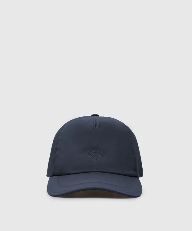 Peserico Blue cap with logo monogram embroidery