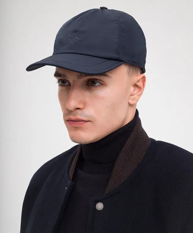 Peserico Blue cap with logo monogram embroidery