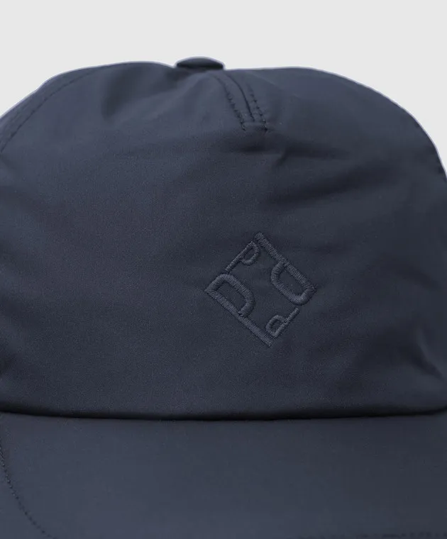 Peserico Blue cap with logo monogram embroidery