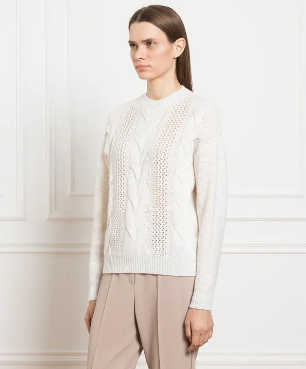 Peserico White wool, silk and cashmere sweater