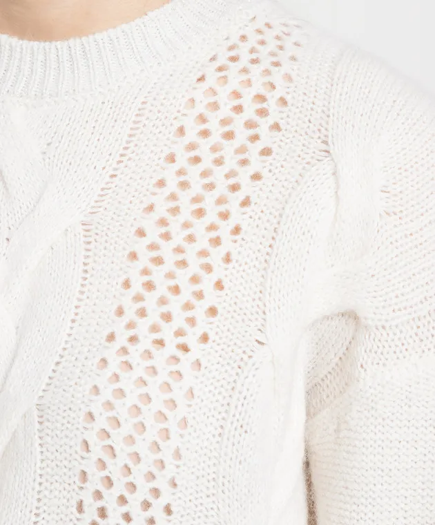 Peserico White wool, silk and cashmere sweater