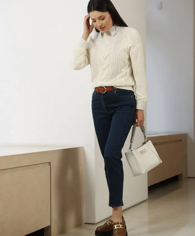Peserico White wool, silk and cashmere sweater