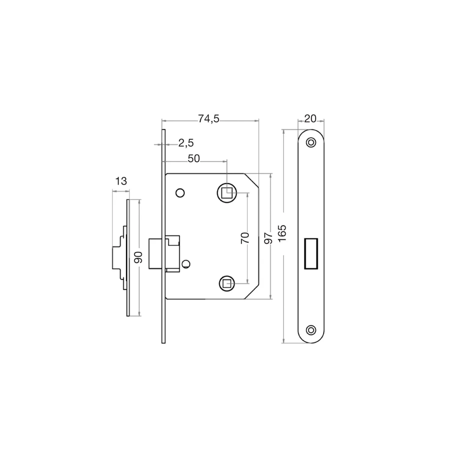 Picaportes de caja Magnéticos AYR 819 Con bloqueo para muletilla de distancia entre centros de 70 mm