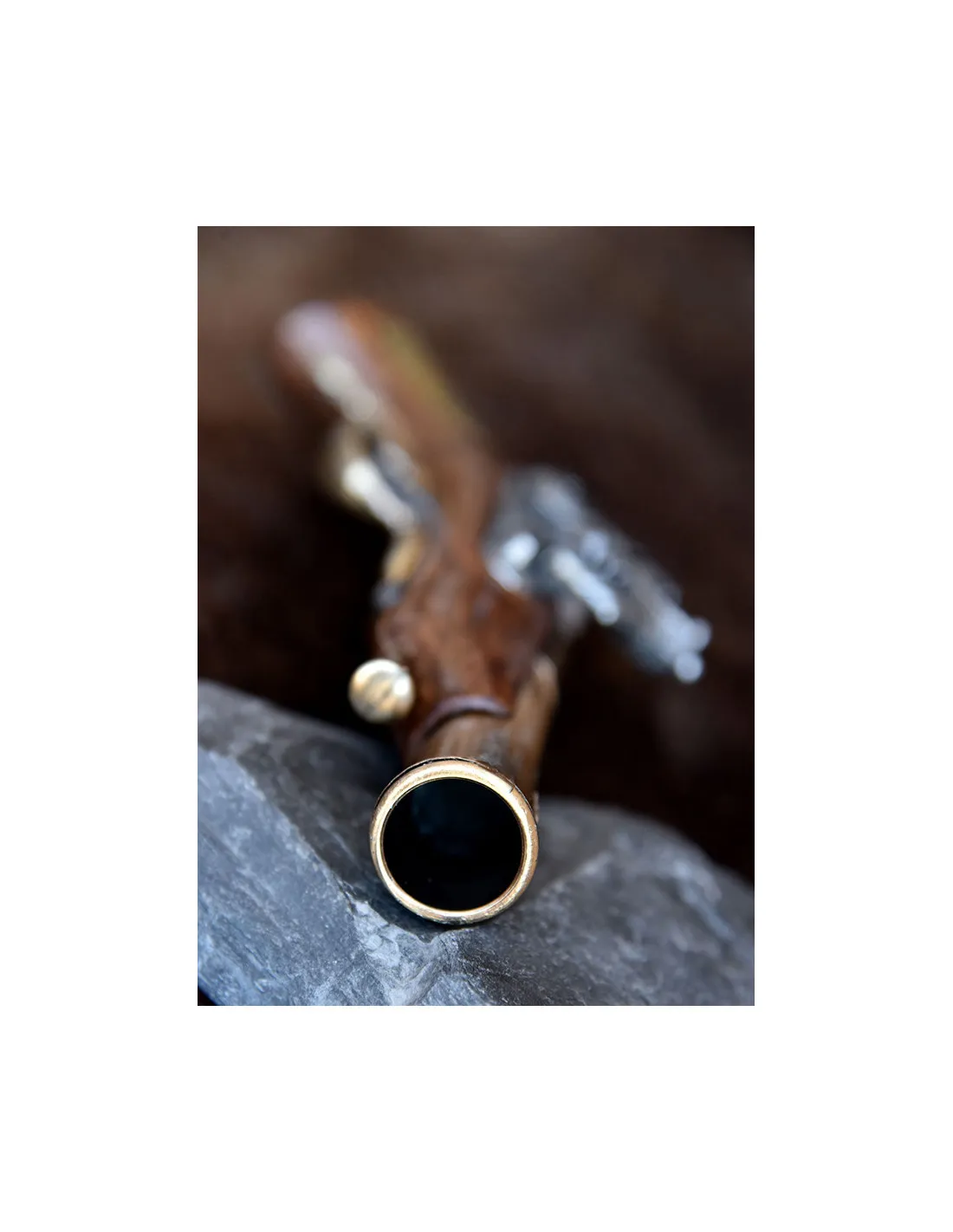 Pistola Alemana de chispa S. XVII, acabado latón