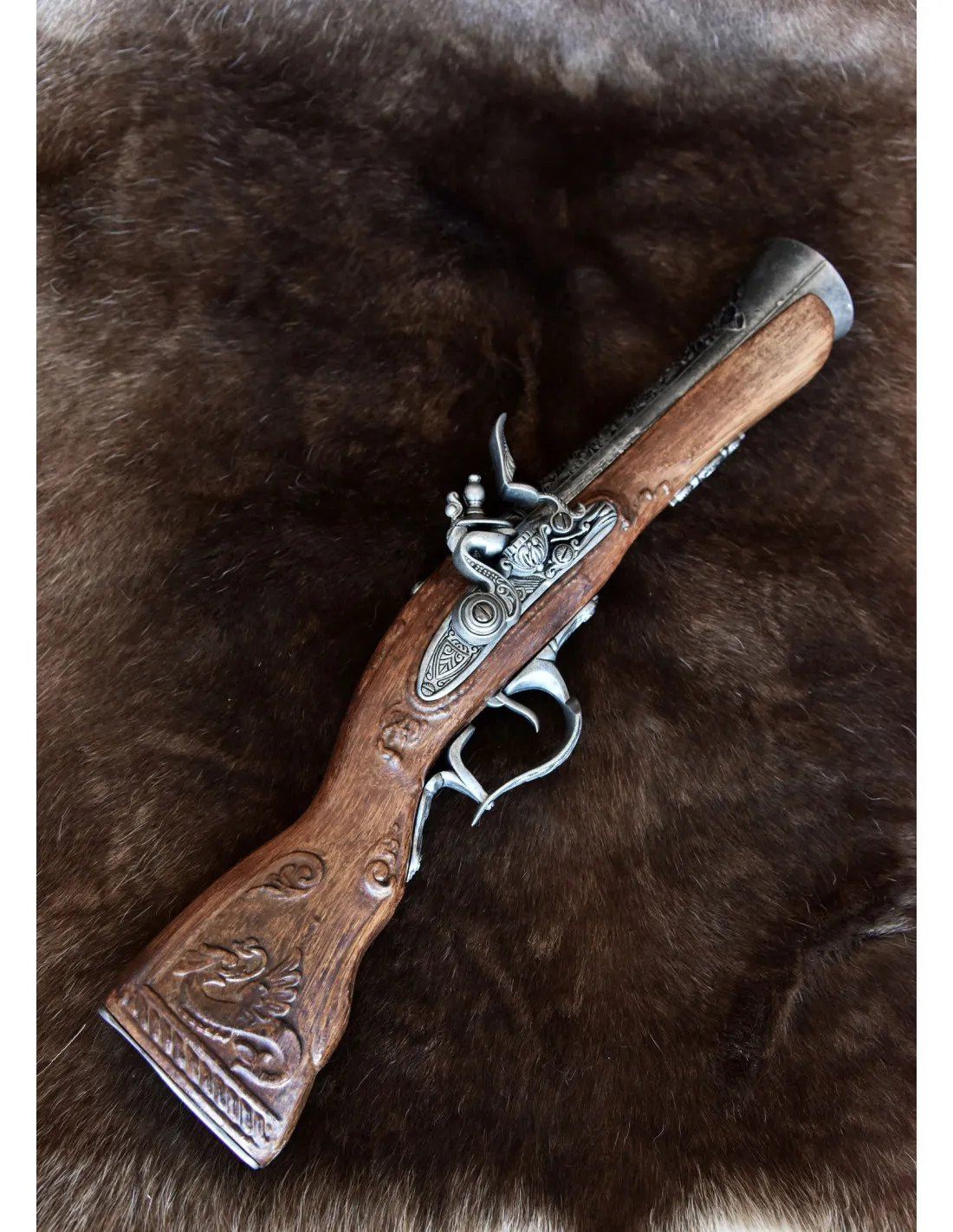 Pistola de chispa tipo Trabuco Dragón, S. XVIII