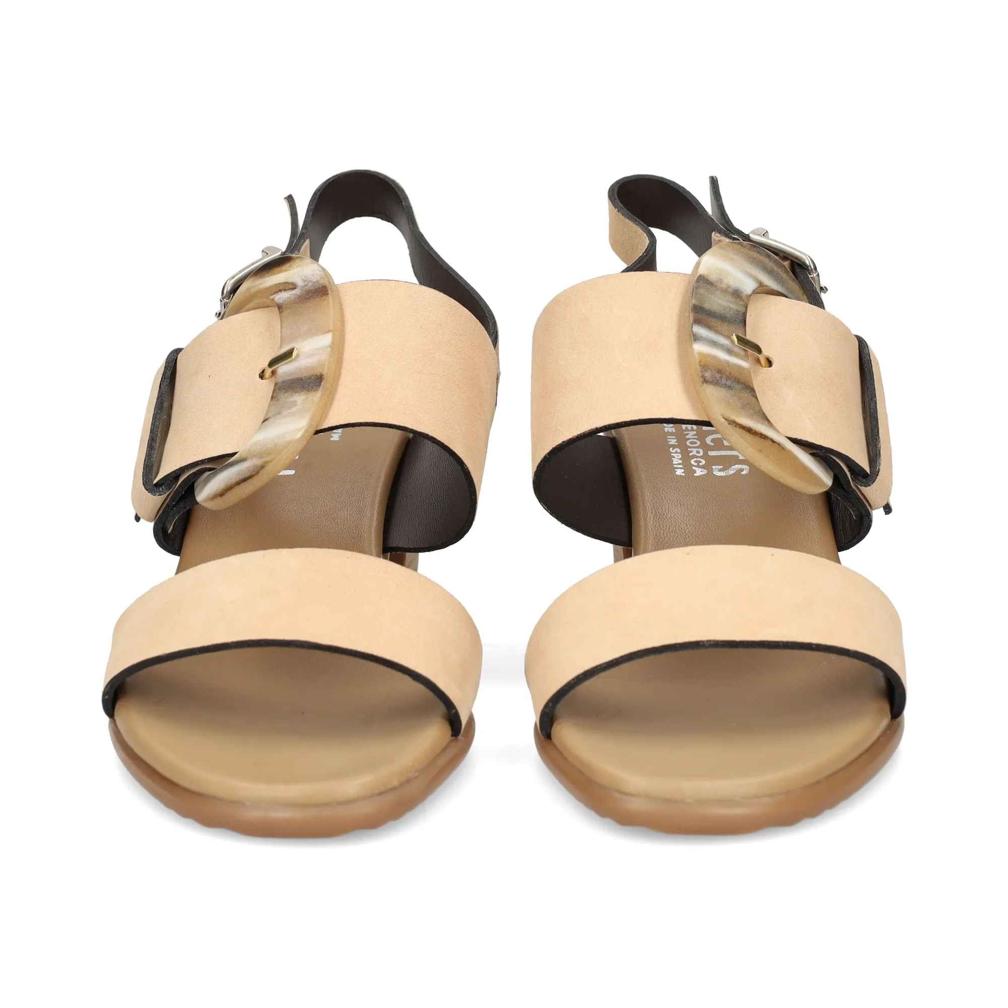 PLUMERS Sandalias con tacón de Mujer CAMEL