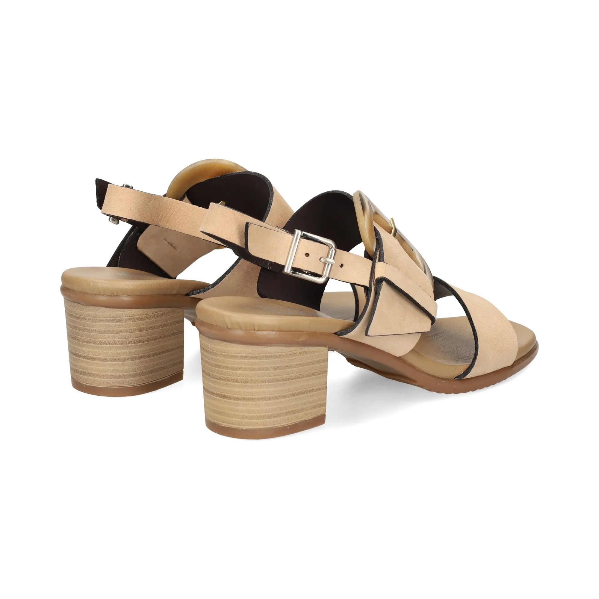 PLUMERS Sandalias con tacón de Mujer CAMEL