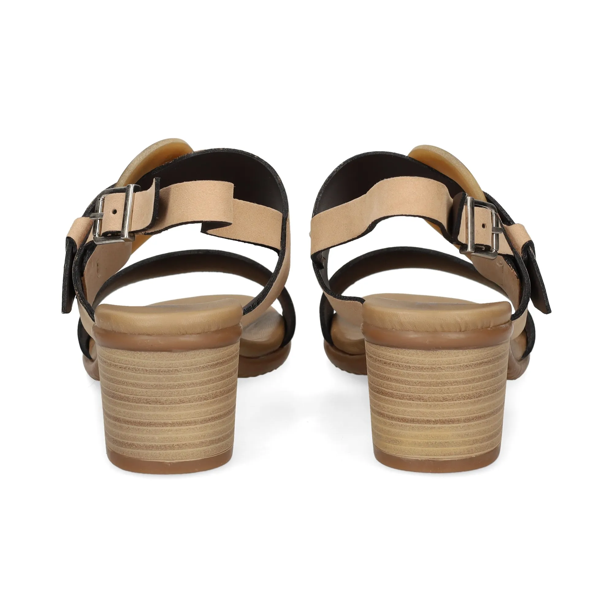 PLUMERS Sandalias con tacón de Mujer CAMEL