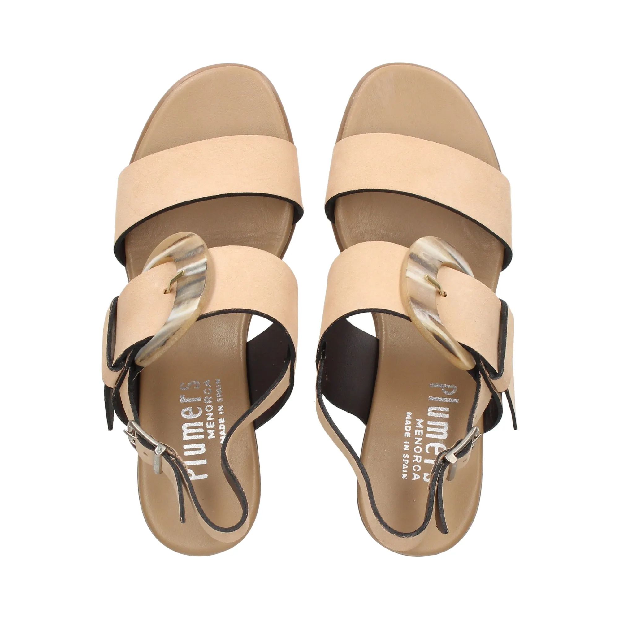 PLUMERS Sandalias con tacón de Mujer CAMEL