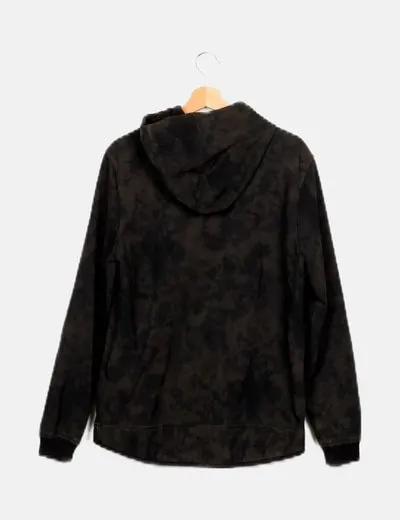 Pull&Bear Abrigo negro estampado combinado