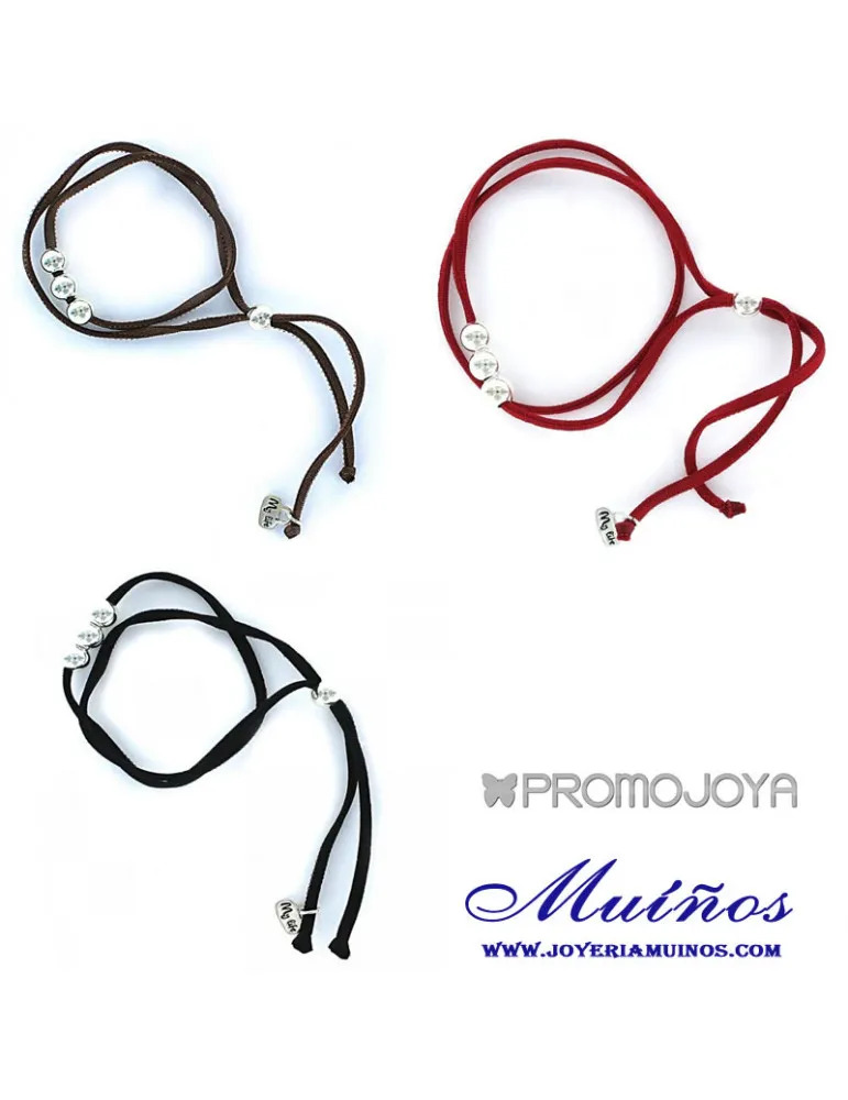 Pulsera Collar seda elástica plata my life