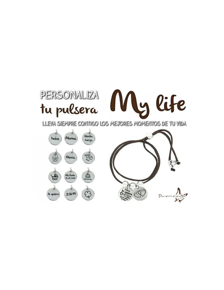 Pulsera Collar seda elástica plata my life