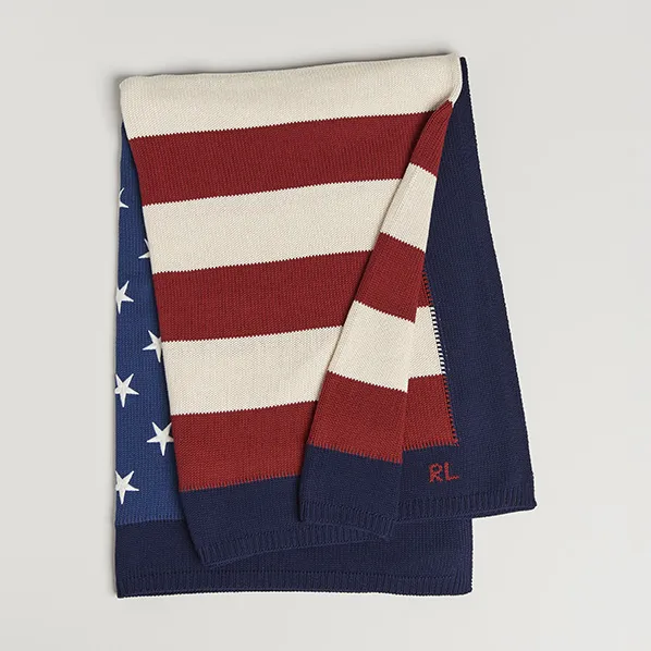 Ralph Lauren Home RL Flag 54x72 Cotton Throw Navy