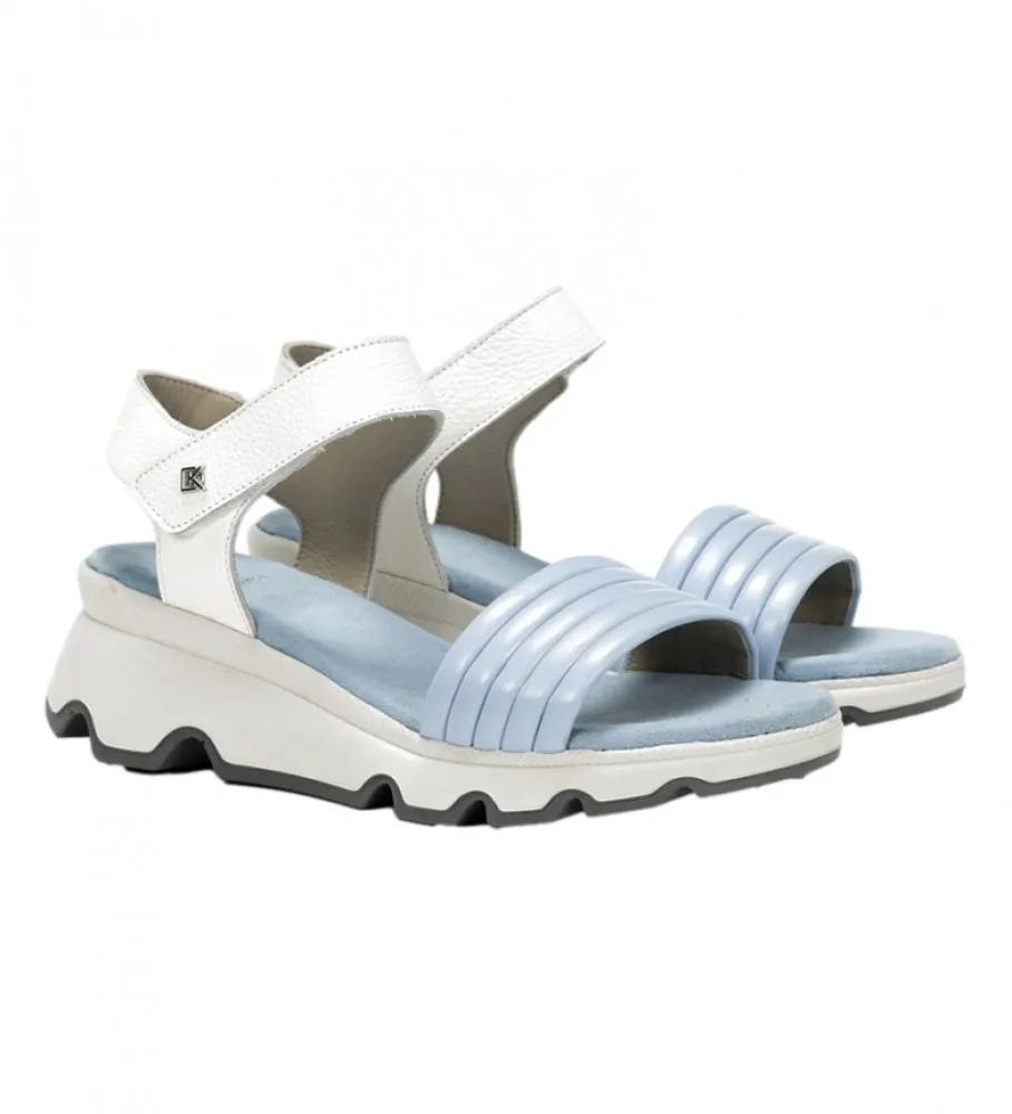 SANDALIAS DE PIEL D9023SELA1AZUL ALTURA CUñA: 6CM