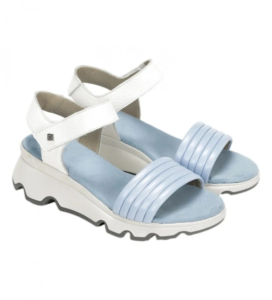 SANDALIAS DE PIEL D9023SELA1AZUL ALTURA CUñA: 6CM