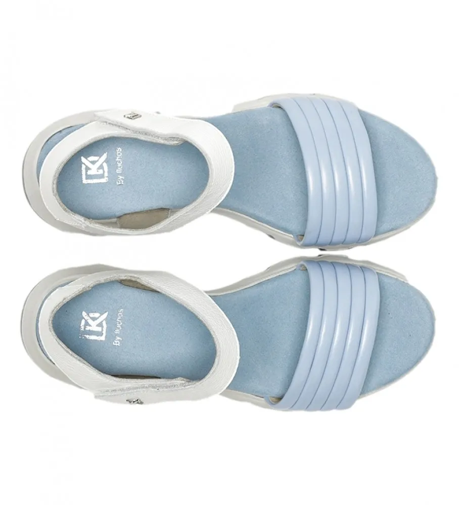 SANDALIAS DE PIEL D9023SELA1AZUL ALTURA CUñA: 6CM