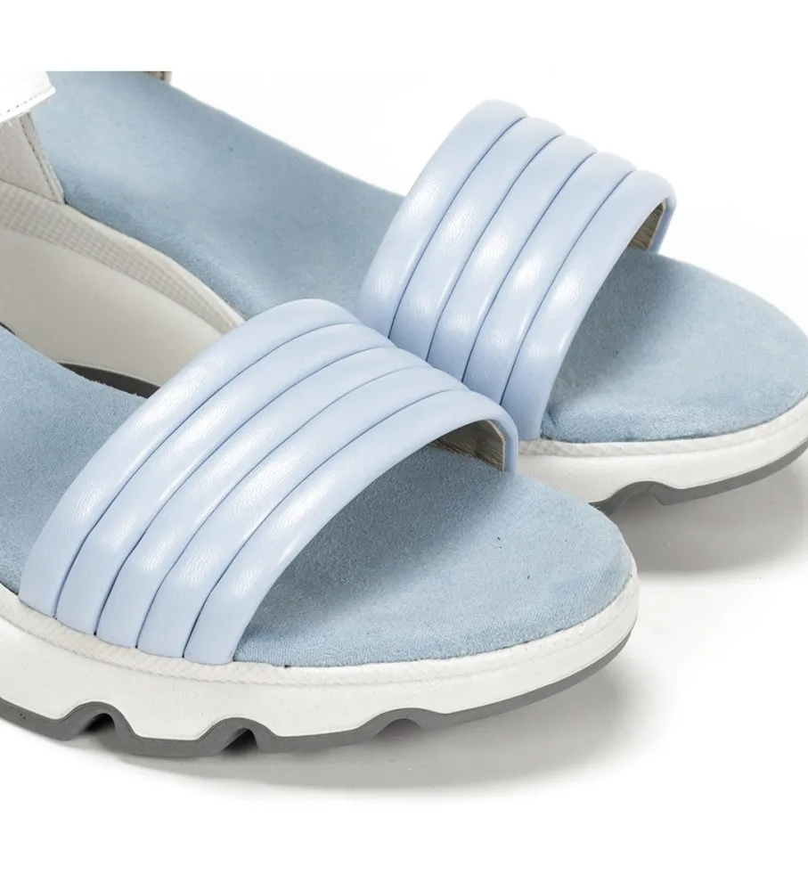 SANDALIAS DE PIEL D9023SELA1AZUL ALTURA CUñA: 6CM
