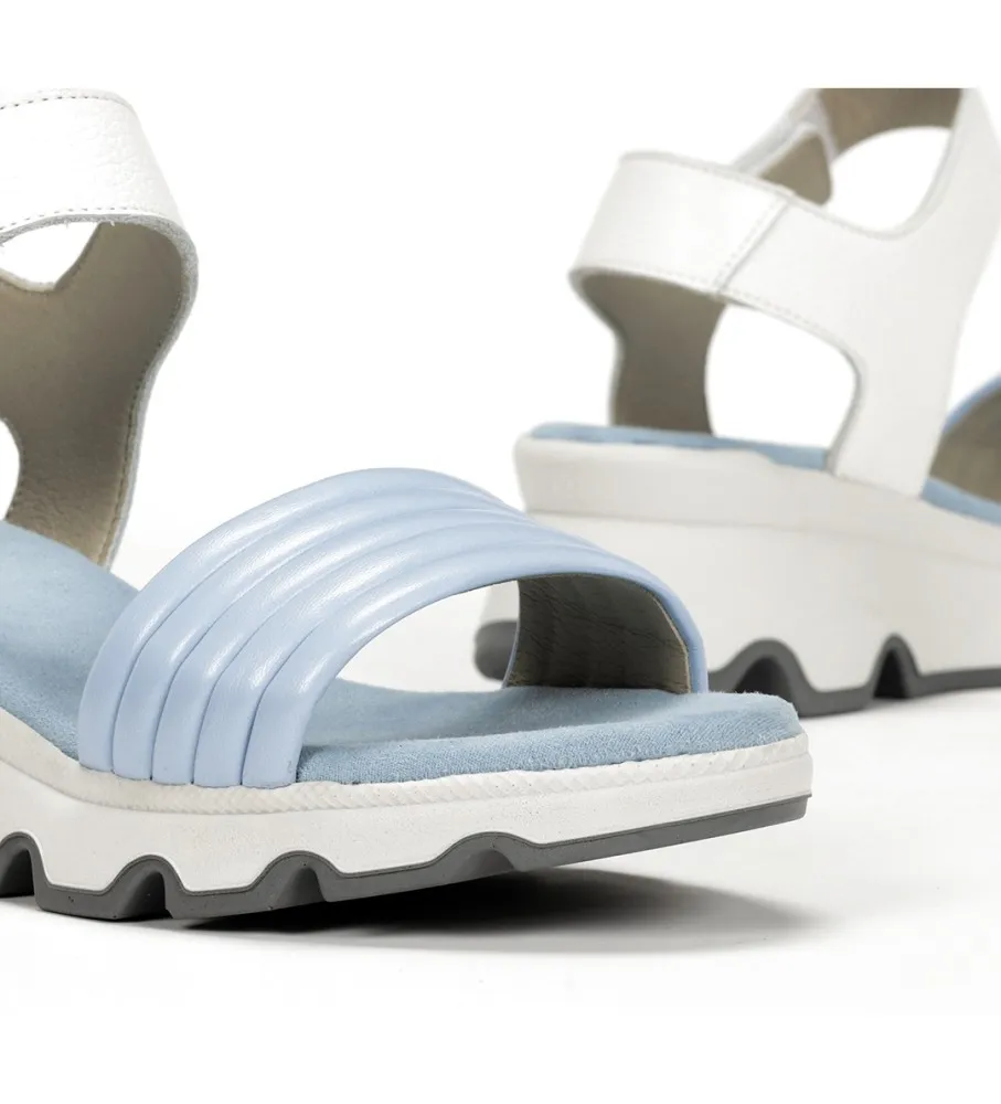 SANDALIAS DE PIEL D9023SELA1AZUL ALTURA CUñA: 6CM