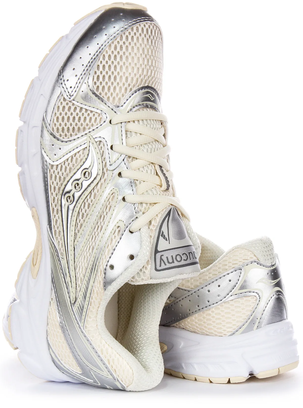 Saucony Ride Millennium Iconic Metalic Details Y2K Tr Zapatillas De Malla Para Mujer En Blanco Rosa
