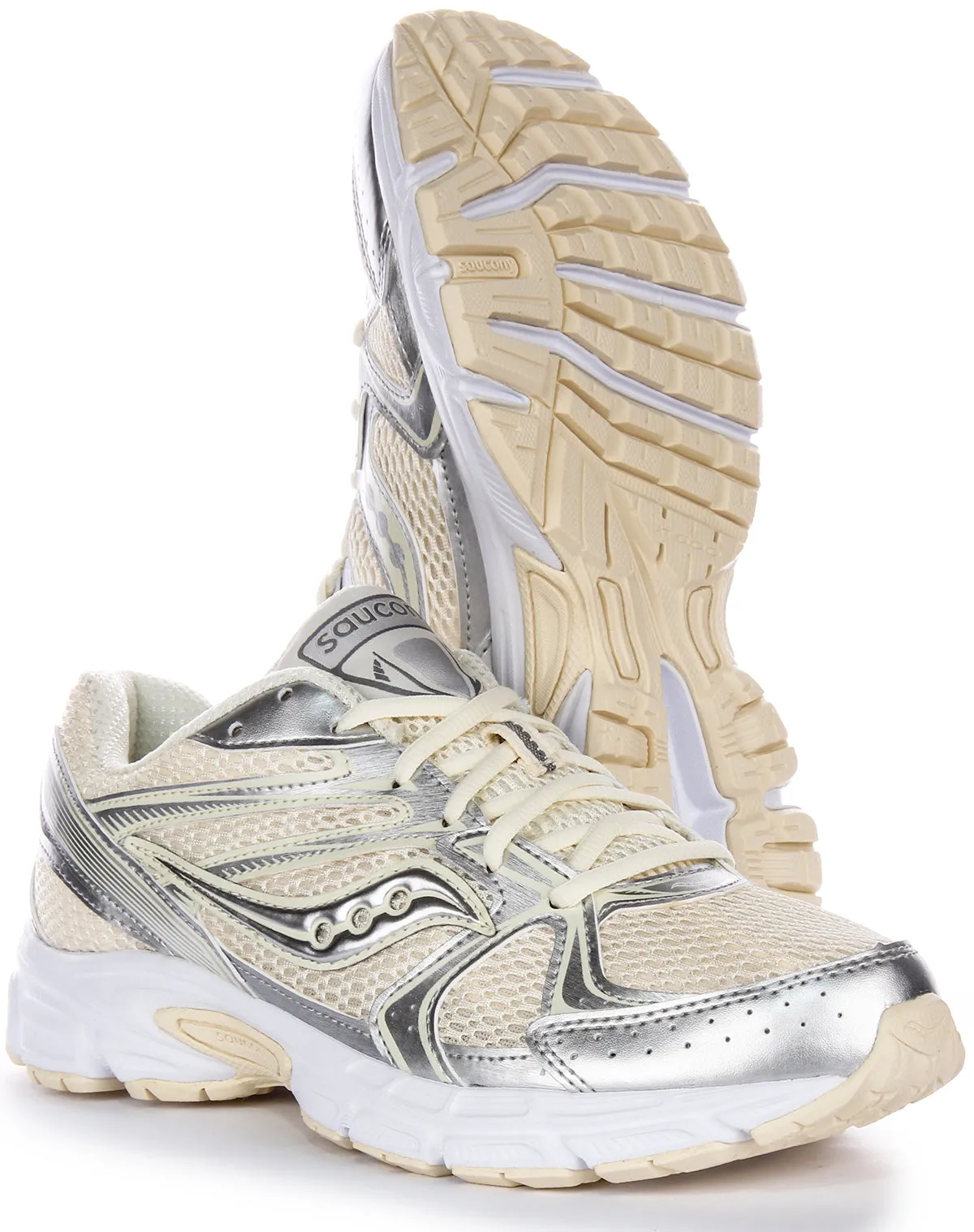 Saucony Ride Millennium Iconic Metalic Details Y2K Tr Zapatillas De Malla Para Mujer En Blanco Rosa