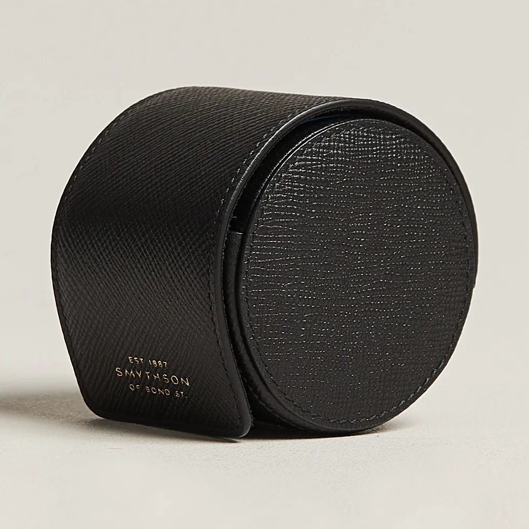 Smythson Panama Single Watch Roll Black