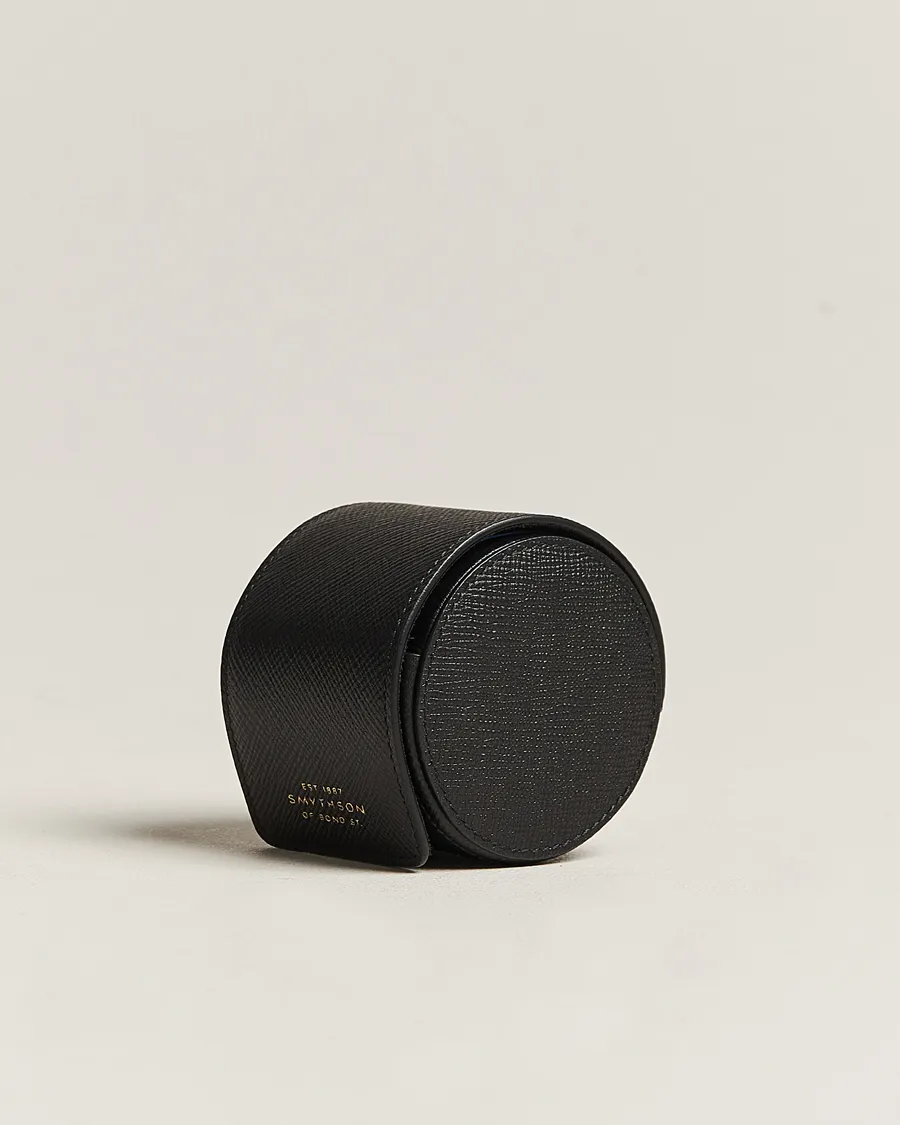Smythson Panama Single Watch Roll Black