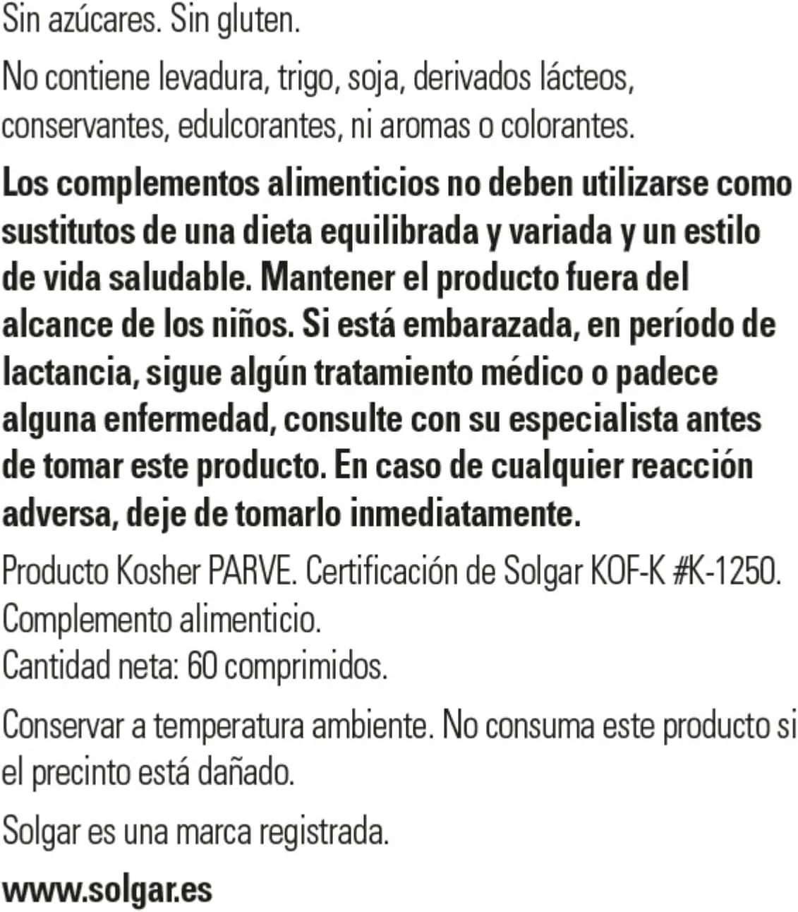SOLGAR LGLUTAMINA 1000 MG  ENVASE DE 60 COMPRIMIDOS