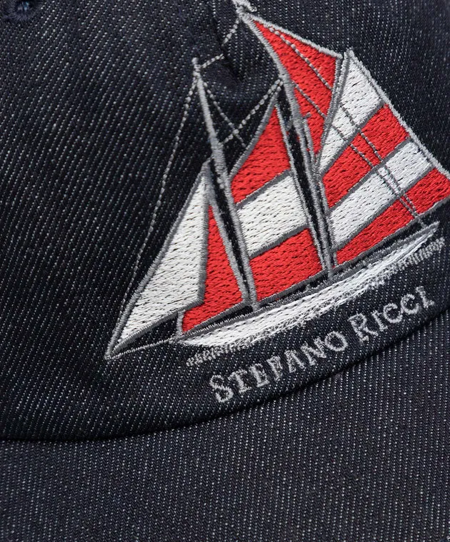 Stefano Ricci Children's blue cap with embroidery