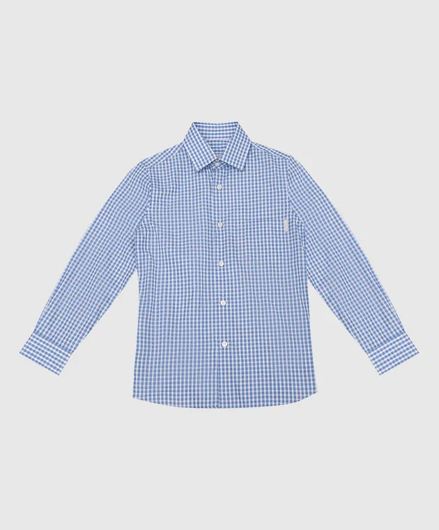 Stefano Ricci Children's blue checked shirt