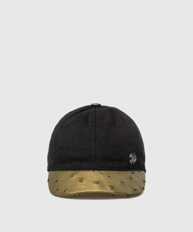 Stefano Ricci Children's cashmere cap with leather insert