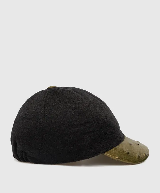 Stefano Ricci Children's cashmere cap with leather insert