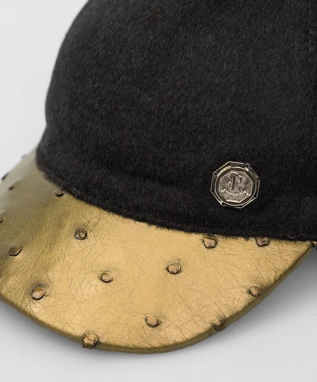 Stefano Ricci Children's cashmere cap with leather insert
